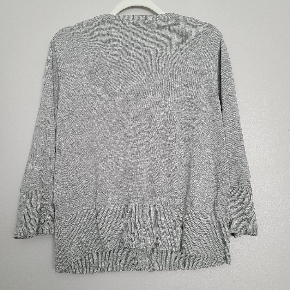 Philosophy Heathered Gray Classic Career Office Minimal Button Down Cardigan XL - Picture 6 of 8